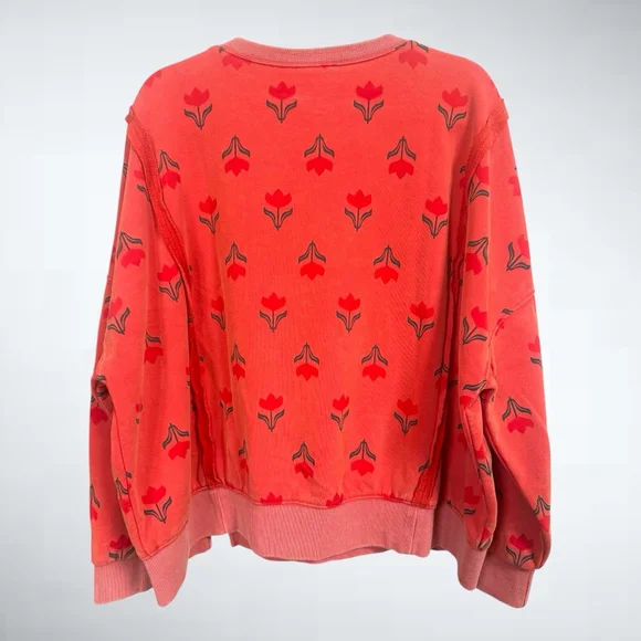 Easel Vintage Floral Print Sweatshirt in Boho Red Size S - Picture 4 of 7